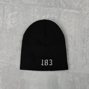 Universal 183 Embroidery Beanie Made In Canada One Size Black Knit Winter Y2K
